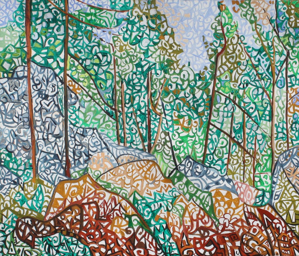 Painting "According to Cezanne "Interieur de forêt"", painted by Elena Birkenwald in 2003