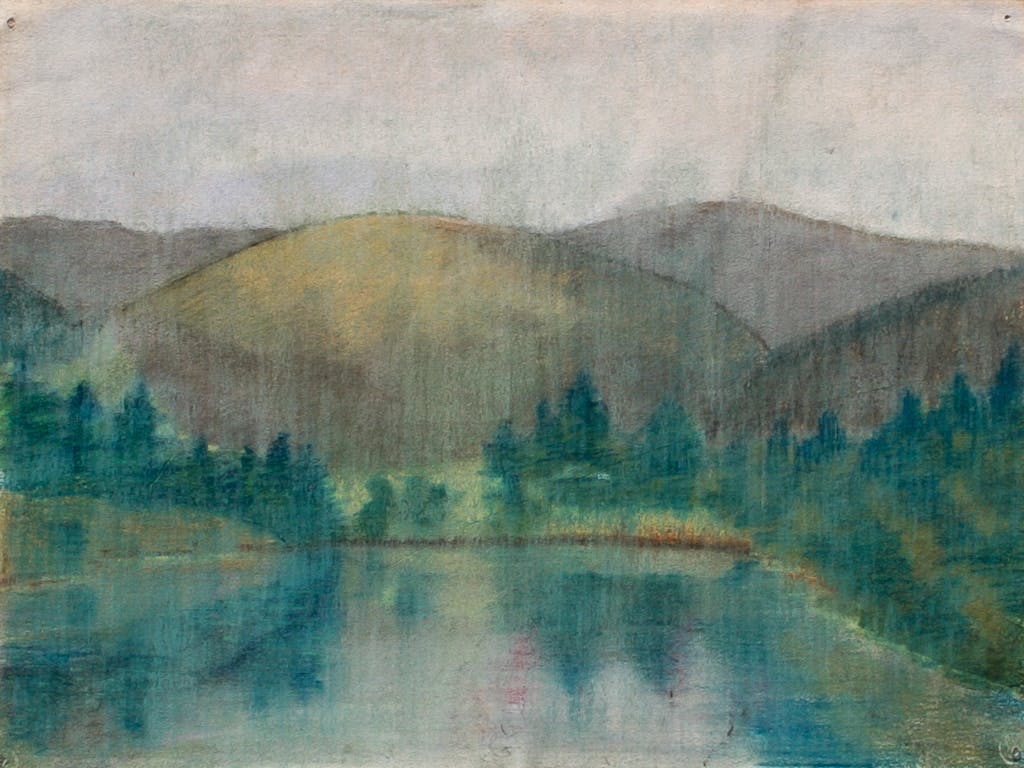 Painting "At the lake", painted by Elena Birkenwald in 2002
