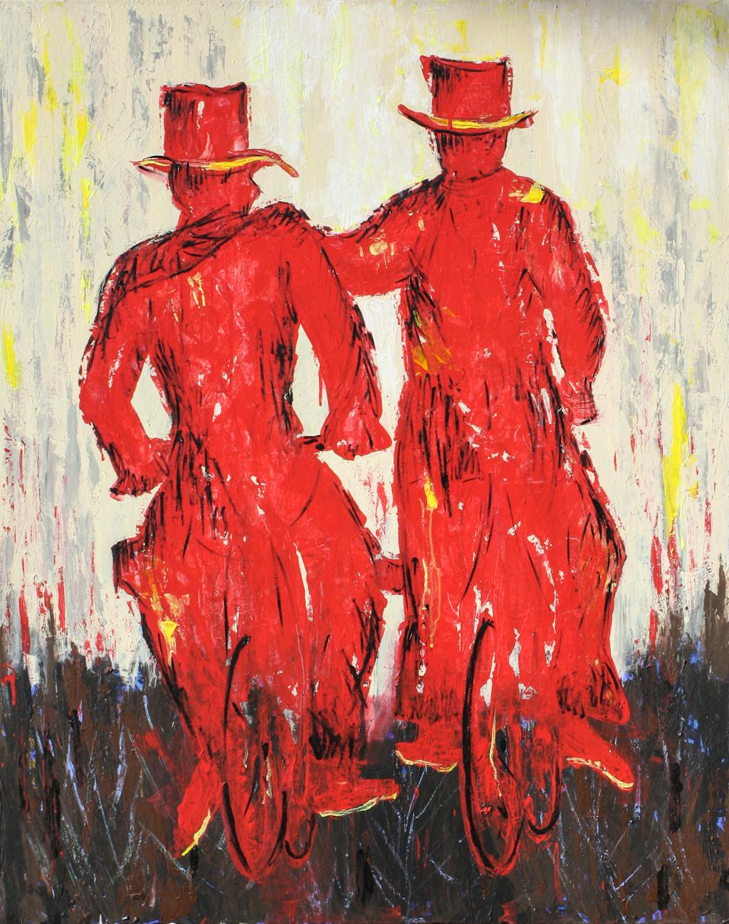 Painting "Bicycle Riders", painted by Elena Birkenwald in 2007