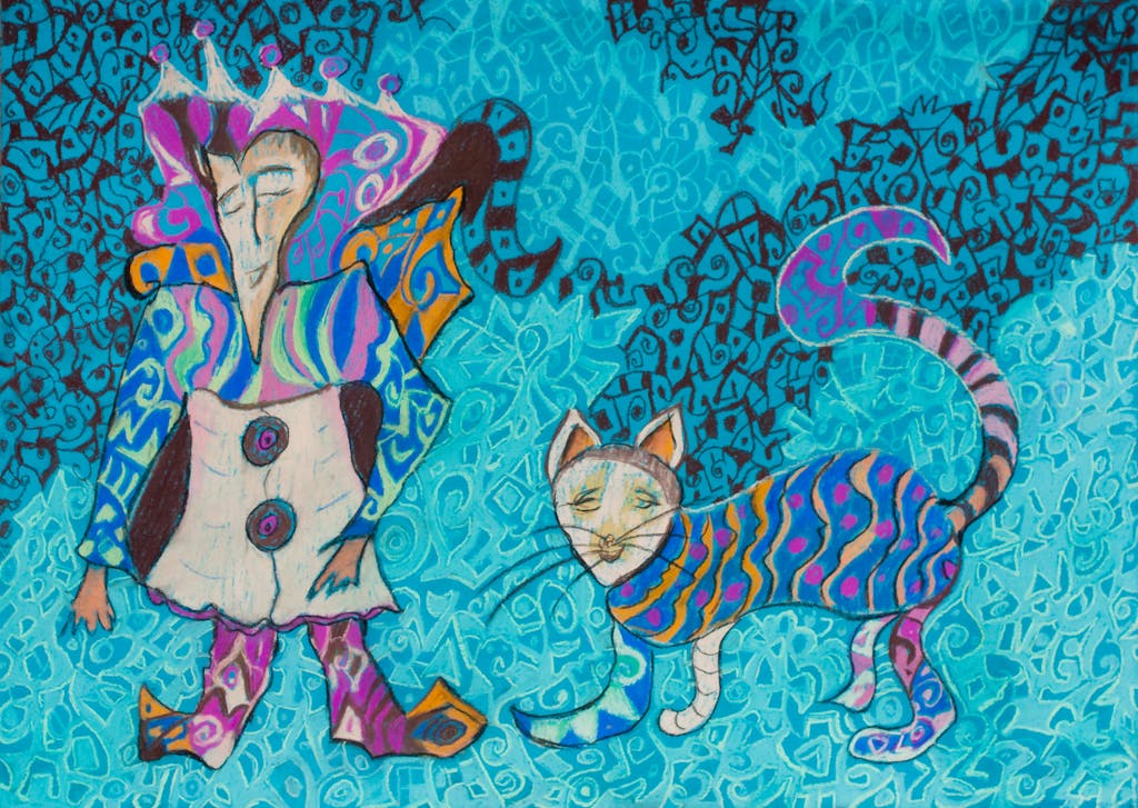 Painting "Cat and wanderer", painted by Elena Birkenwald in 2007