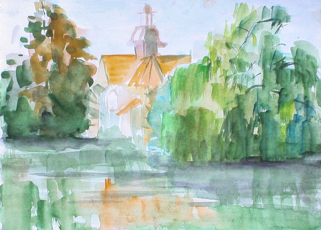 Painting "Marienrode Priory", painted by Elena Birkenwald in 2006