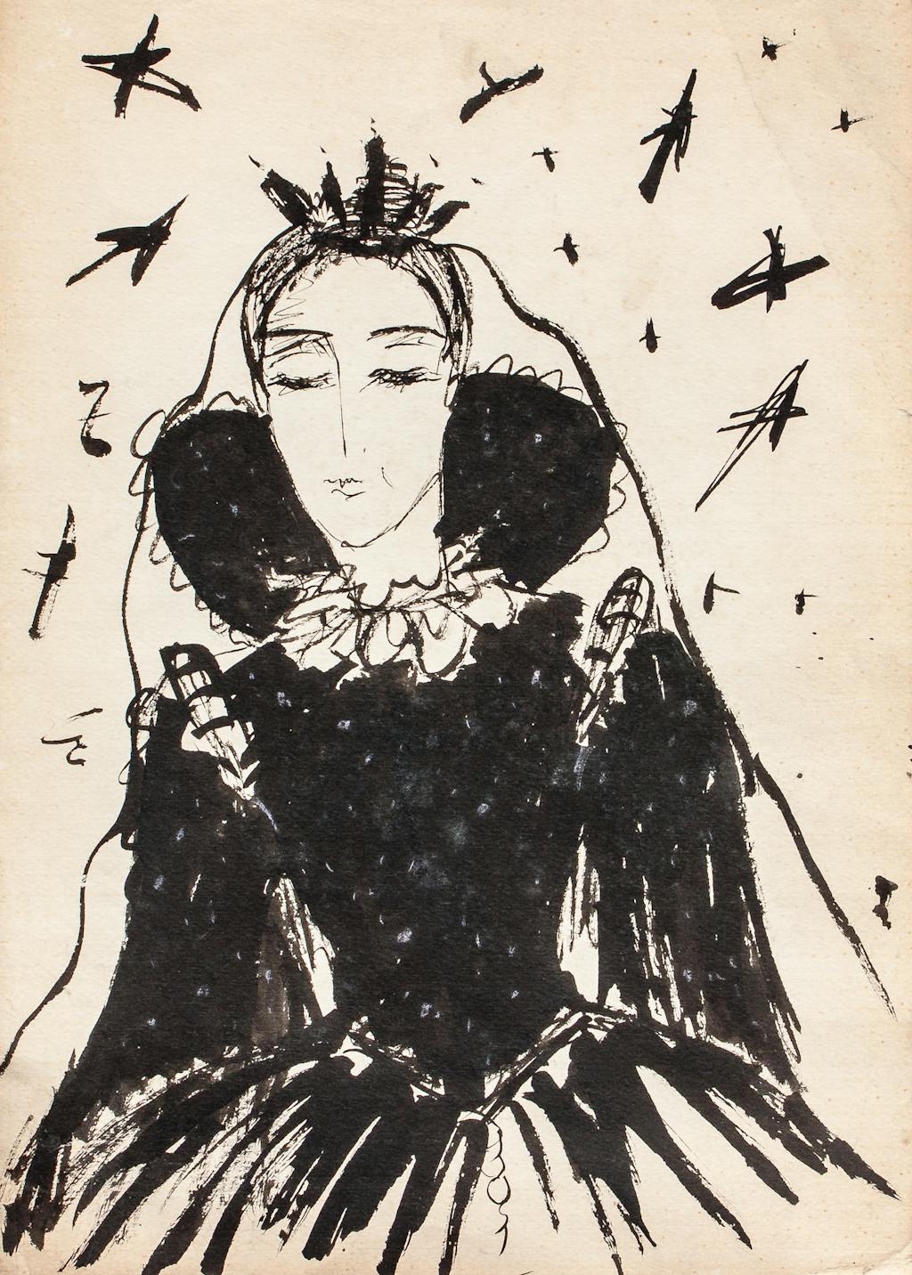 Painting "Queen of the night", painted by Elena Birkenwald in 1983